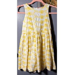 Ruby & Bloom Girls Embroidered Cotton Dress Heart Back Yellow White Size 8